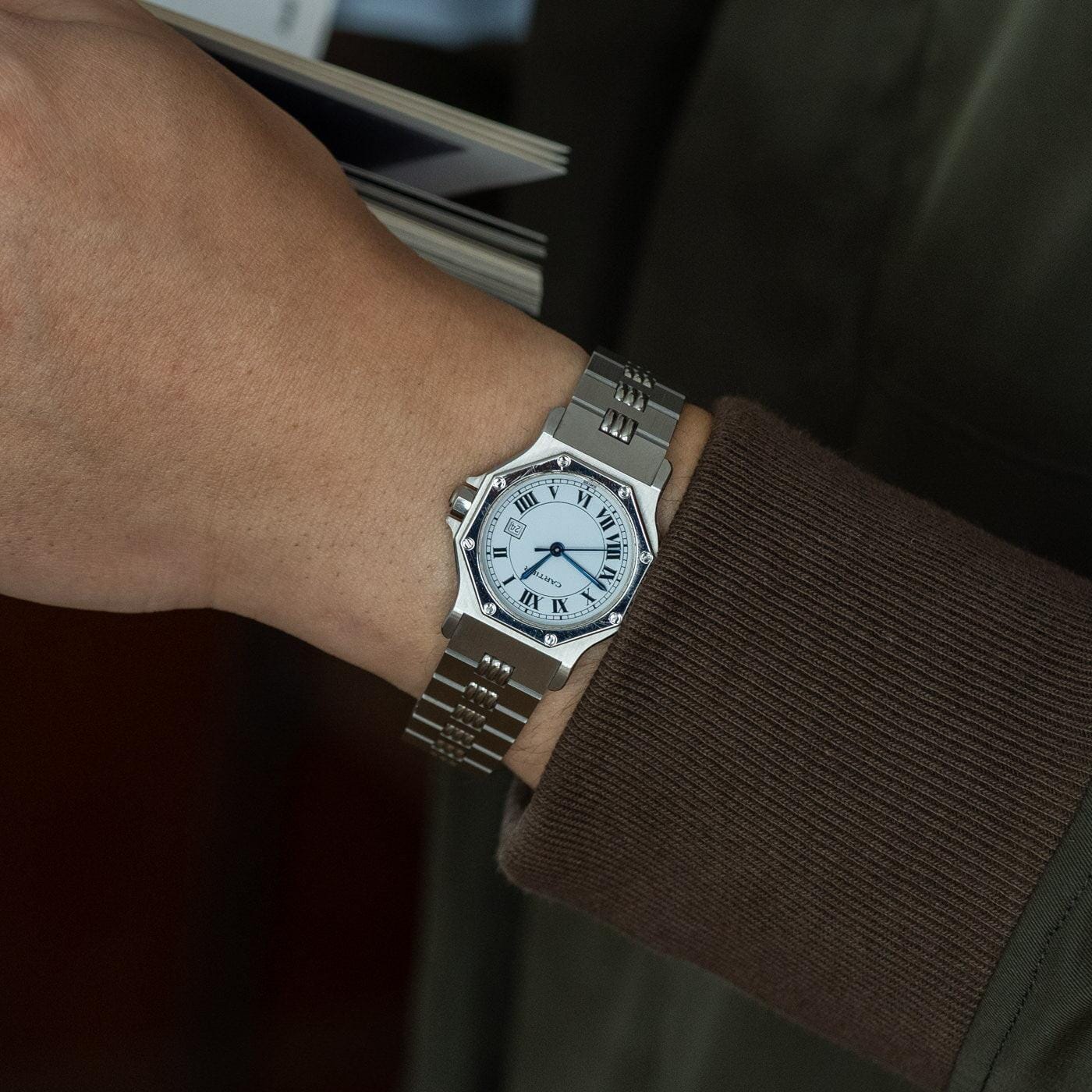 CARTIER Santos Octagon LM Stainless Godron - Arbitro