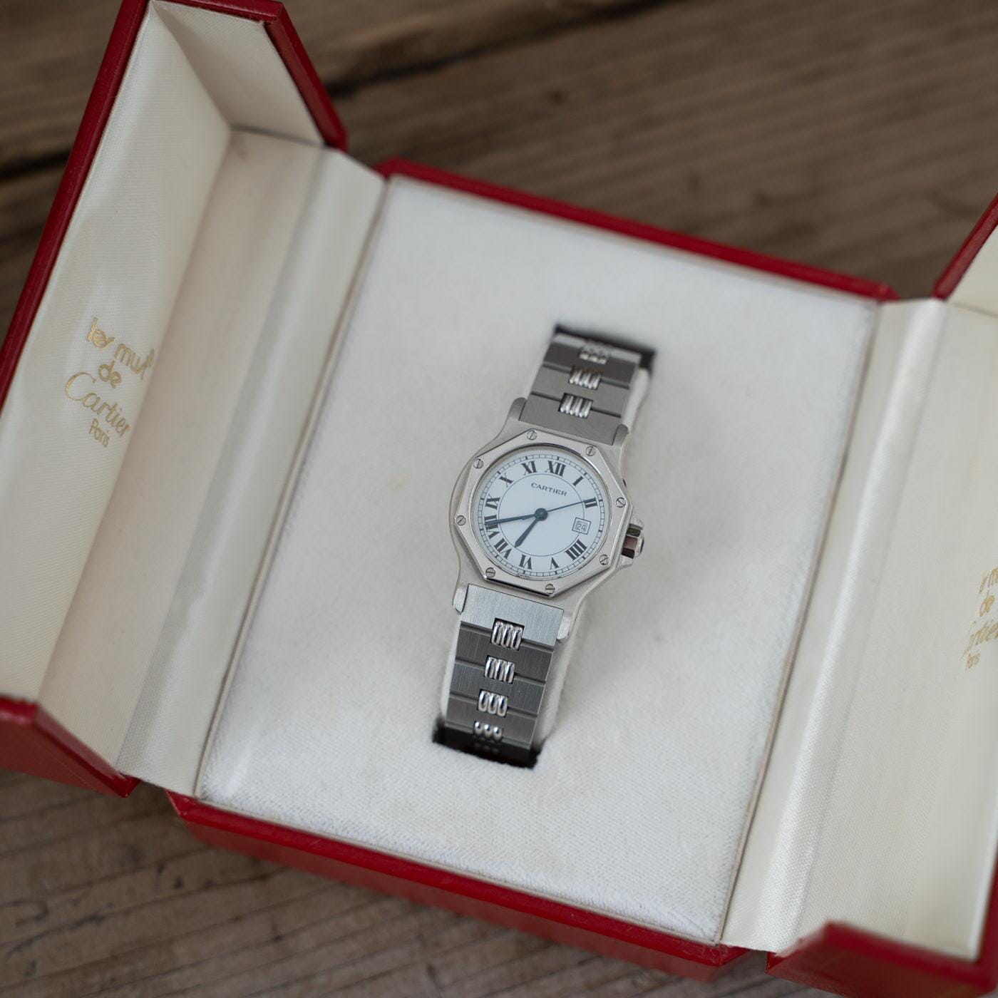 CARTIER Santos Octagon LM Stainless Godron - Arbitro