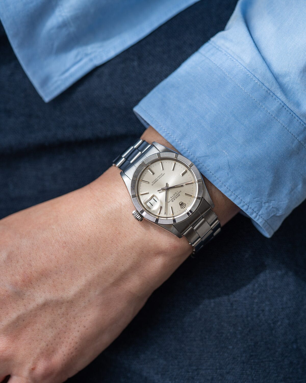 Rolex Oyster Perpetual Date 1501 Silver Dial with Riveted Bracelet Watch ROLEX