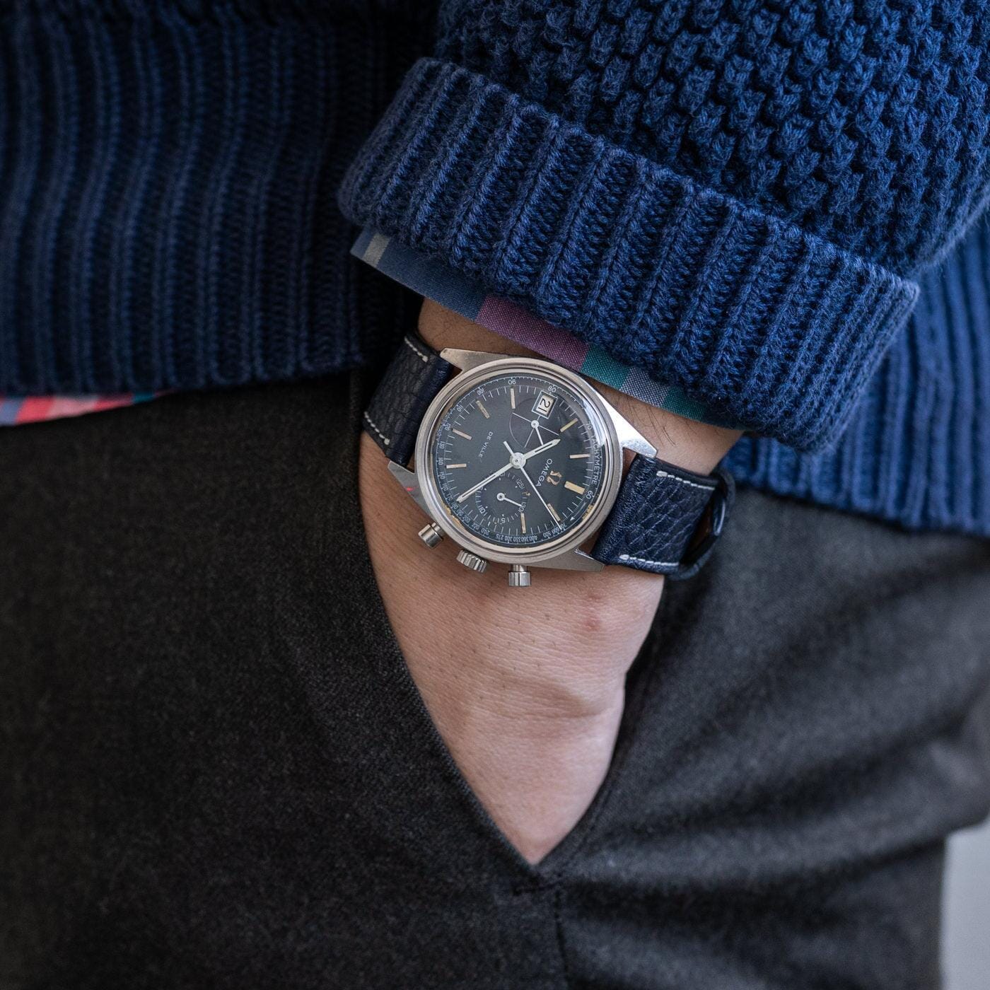 OMEGA De Ville Chronograph 146.017 Blue Dial 1960s - Arbitro