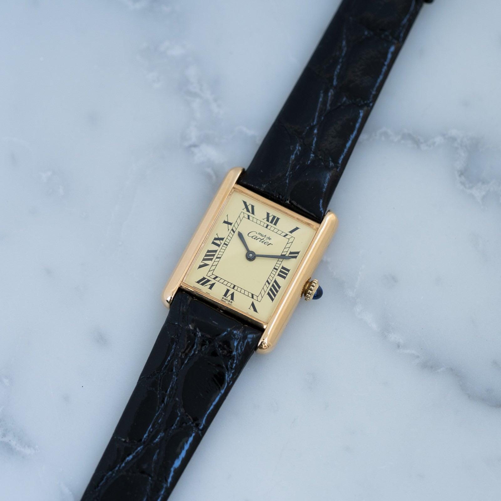 must de Cartier Tank LM Ivory Roman Dial - Arbitro