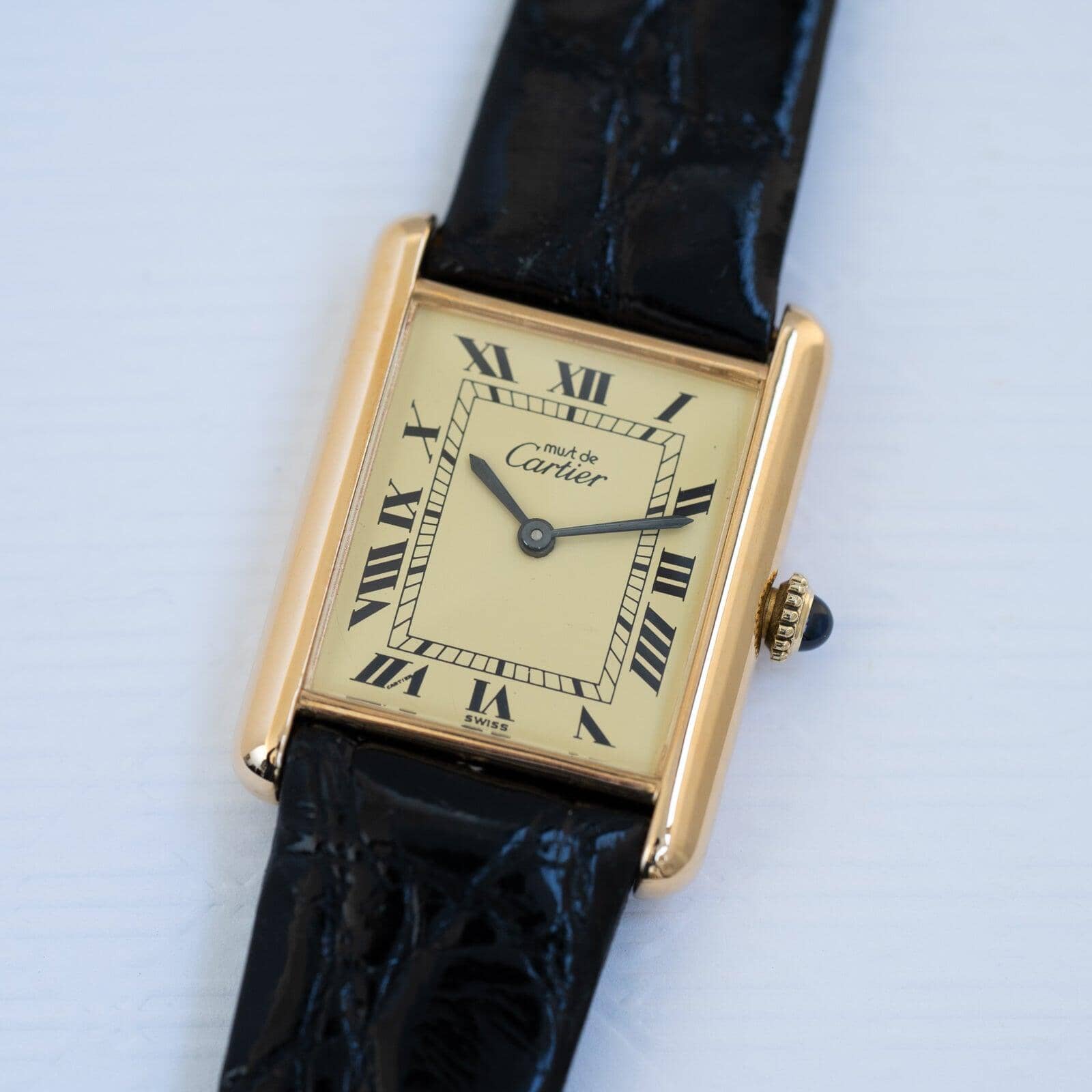 must de Cartier Tank LM Ivory Roman Dial - Arbitro