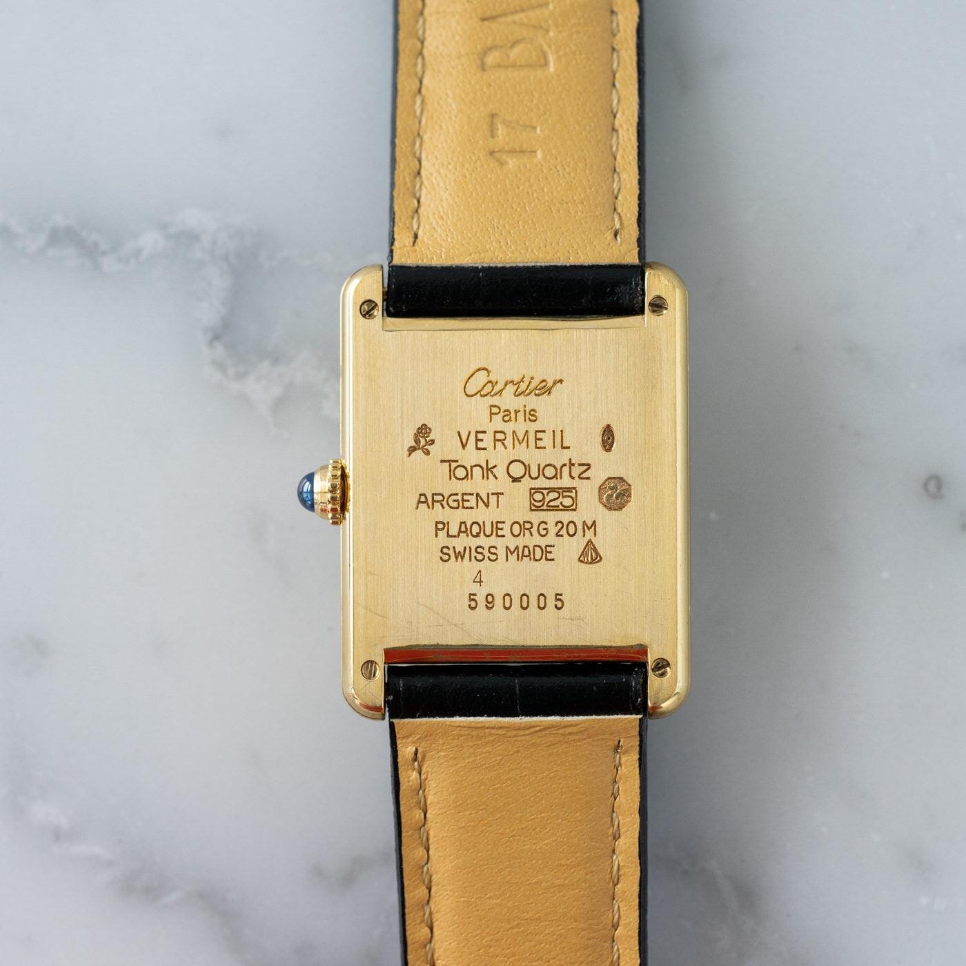 must de Cartier Tank LM QZ Black Roman Dial - Arbitro