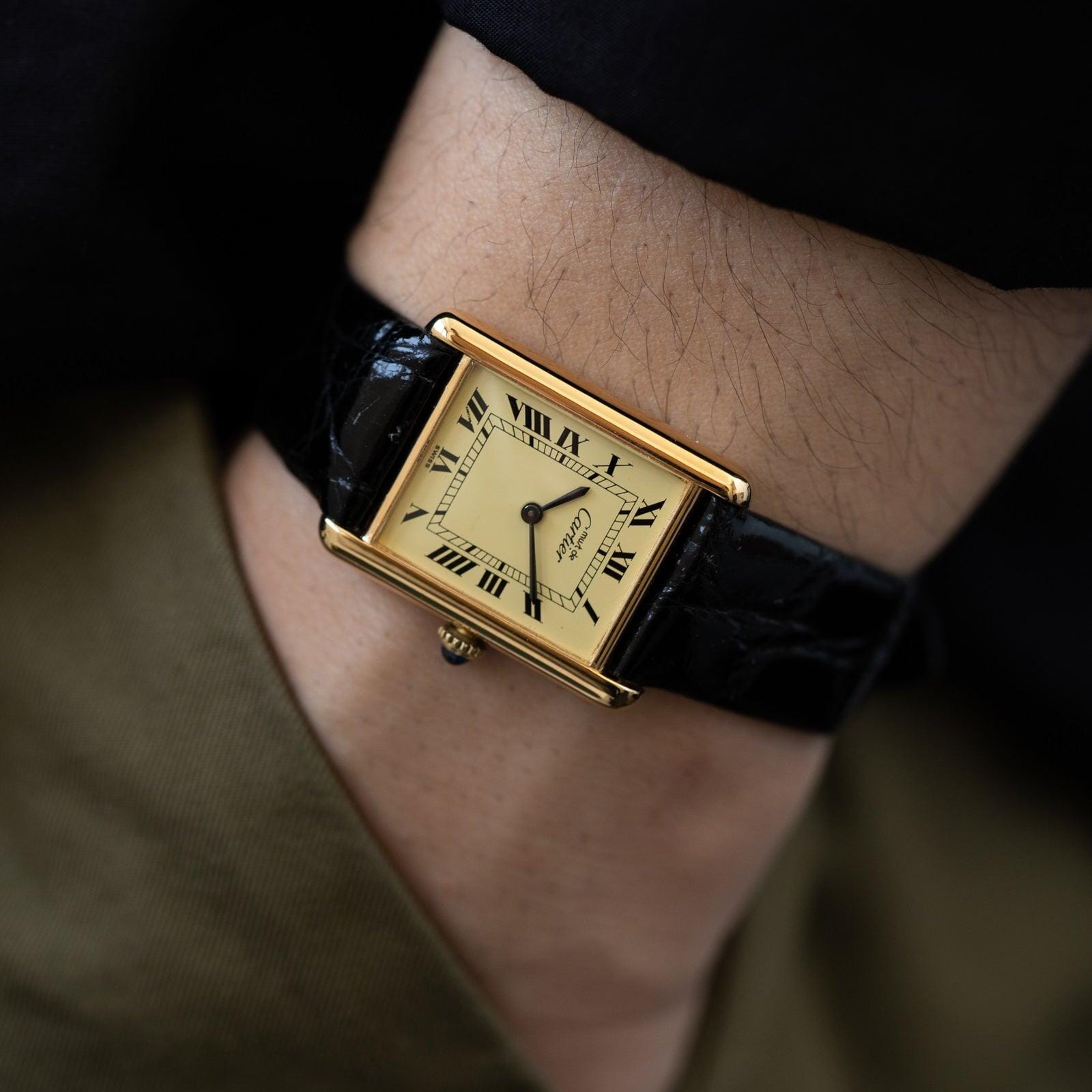 must de Cartier Tank LM Ivory Roman Dial - Arbitro
