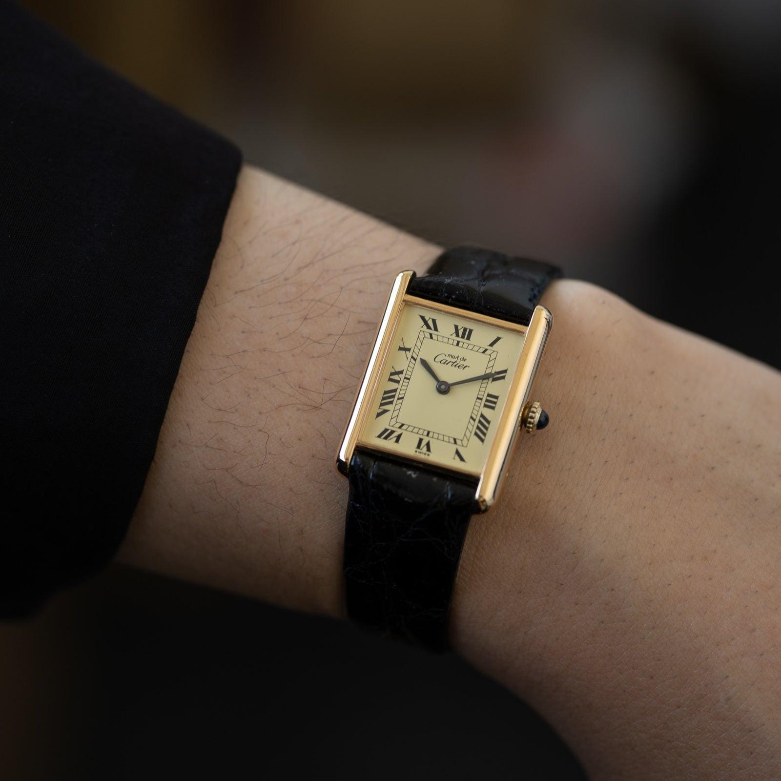 must de Cartier Tank LM Ivory Roman Dial - Arbitro