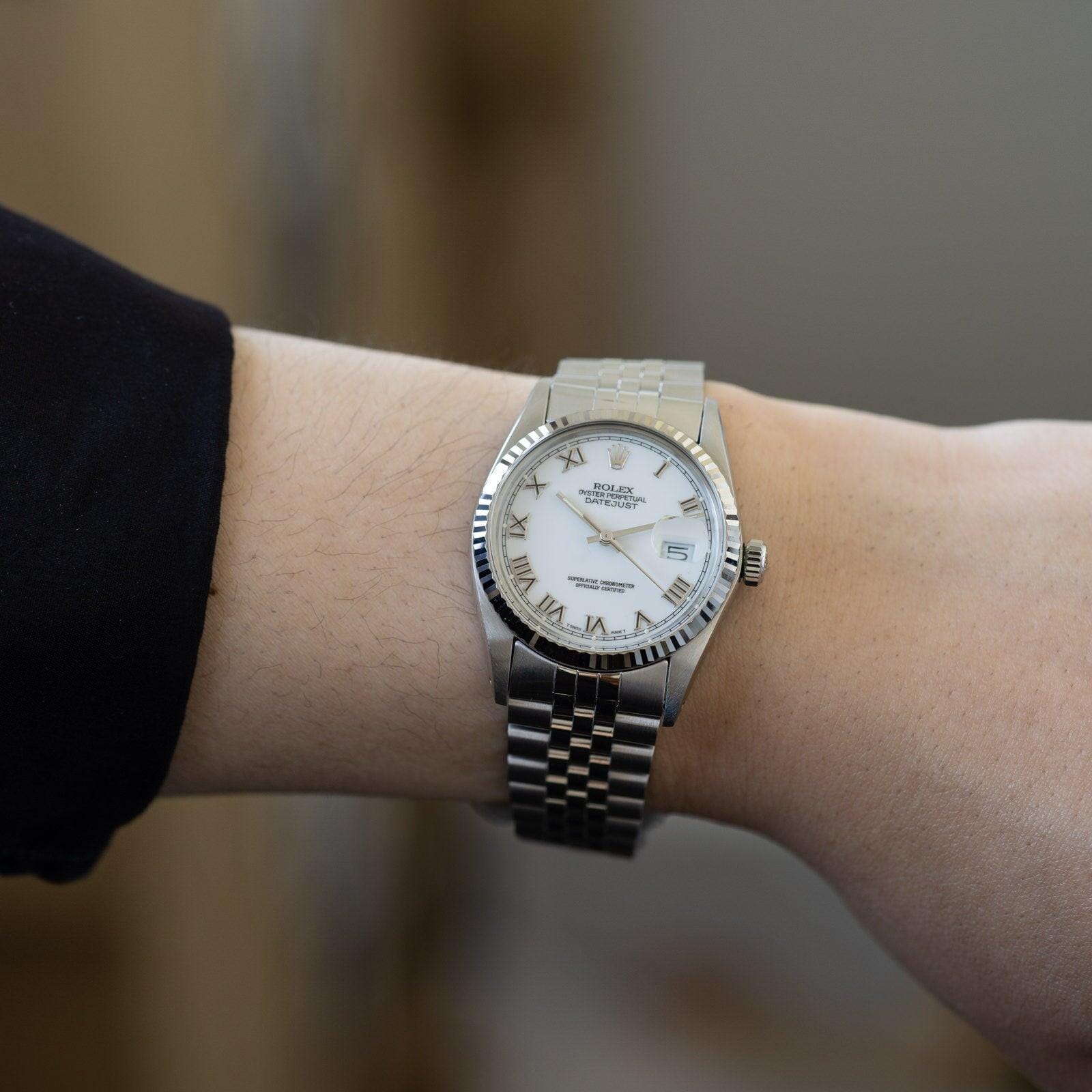 ROLEX Oyster Perpetual Datejust 16014 White Roman - Arbitro