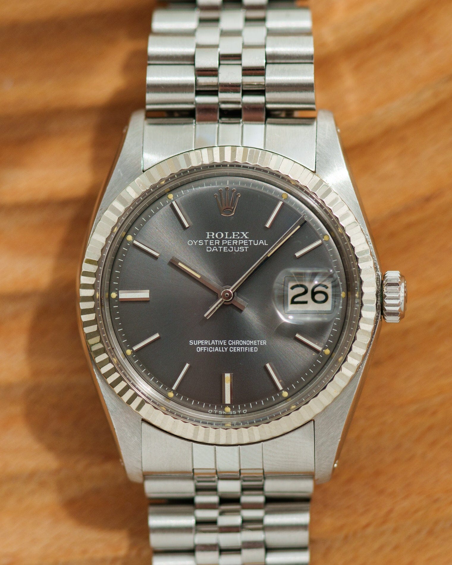 Rolex Datejust 1601 Grey Sigma Dial with Papers ARBITRO