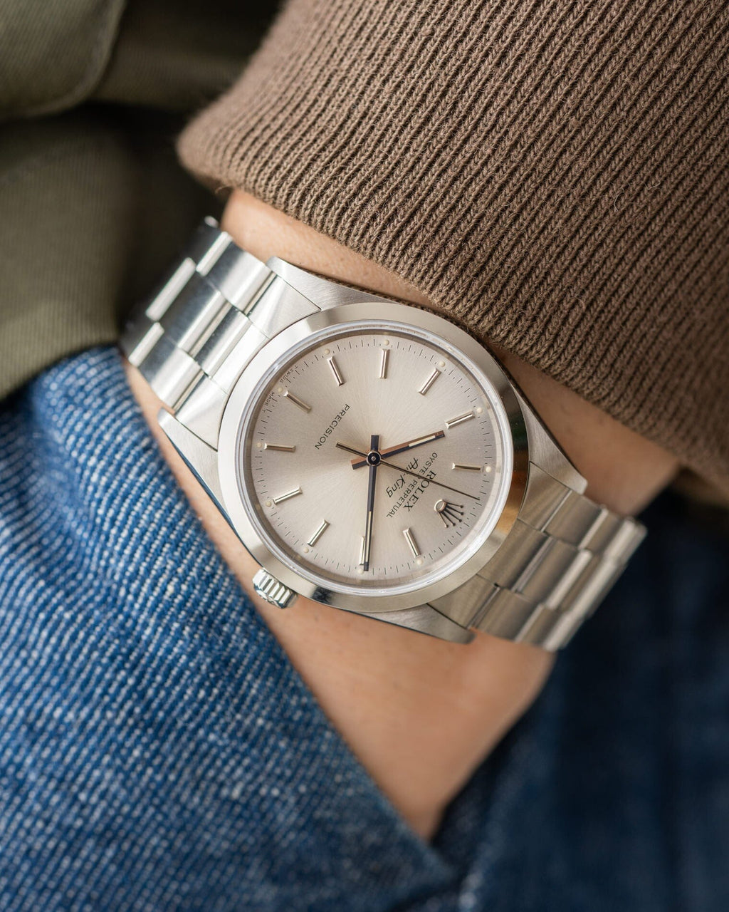 ロレックス エアキング 14000(U) 箱 保証書 SS しろ メンズ時計  