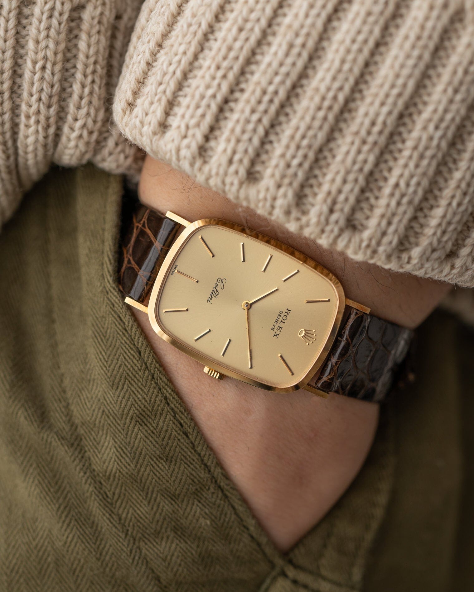 Rolex Cellini 4113 YG Champagne Dial Complete Set from 1970s ARBITRO