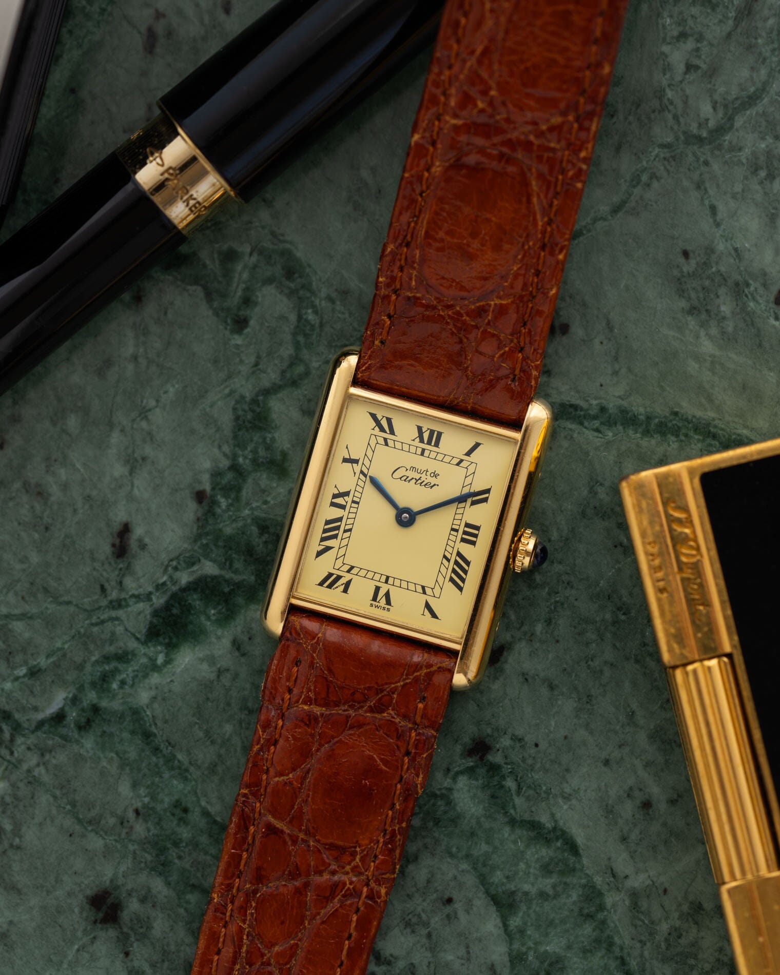 カルティエ マストタンク LM アイボリーローマン QZ Watch CARTIER 