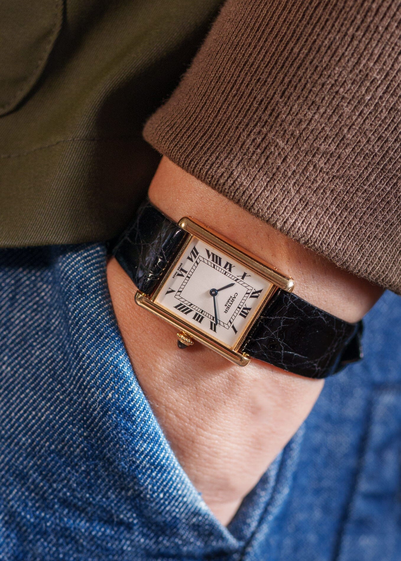 Cartier タンク ルイ カルティエ LM YG CPCP Cal.21 (FP) 1600B 箱付き