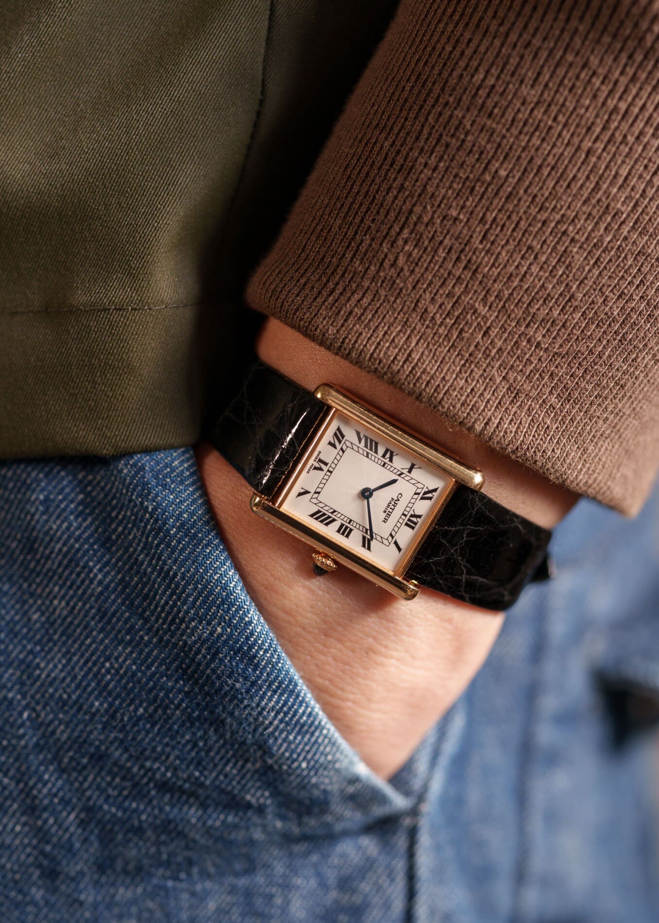Cartier タンク ルイ カルティエ LM YG CPCP Cal.21 (FP) 1600B 箱付き