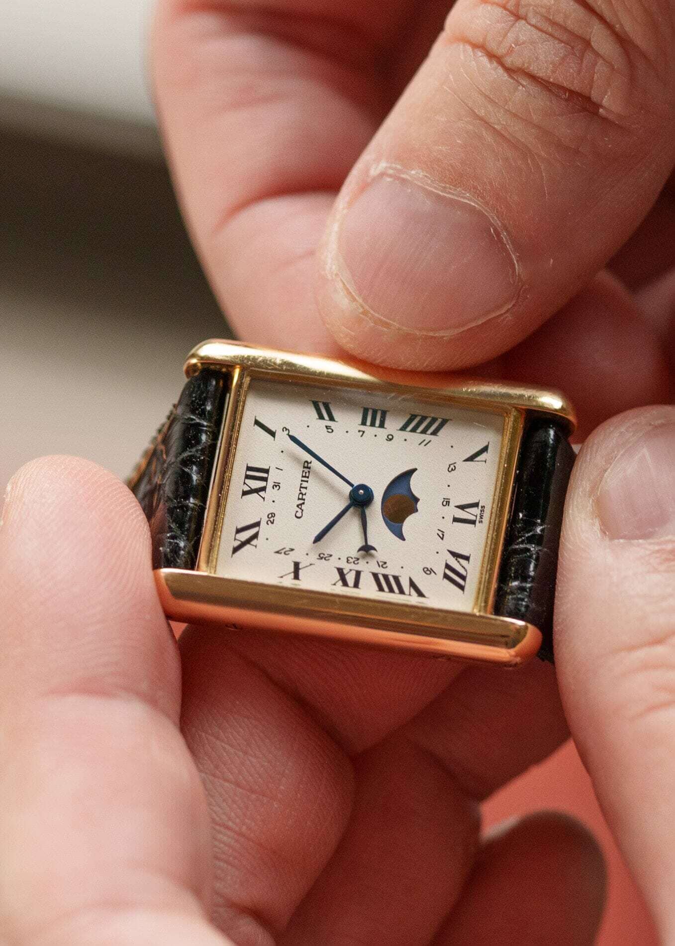 Cartier タンク ルイ カルティエ LM 819001 YG ムーンフェイズ Dバックル付き Watch CARTIER 