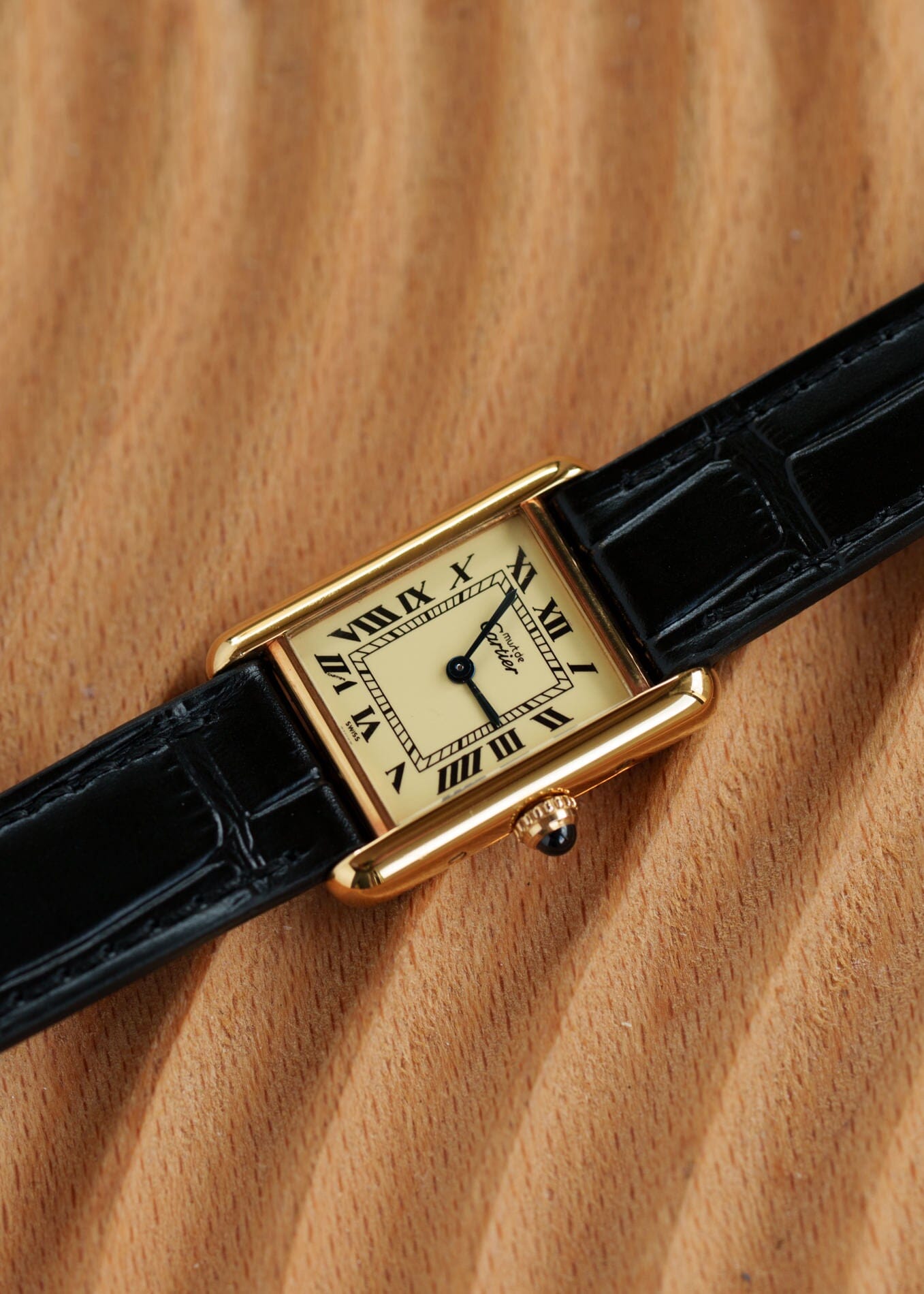 美品 カルティエ マスト タンク ゴールドライン ローマン SM Cartier Cartier - 美品 カルティエ マスト タンク ゴールドライン ローマン SM