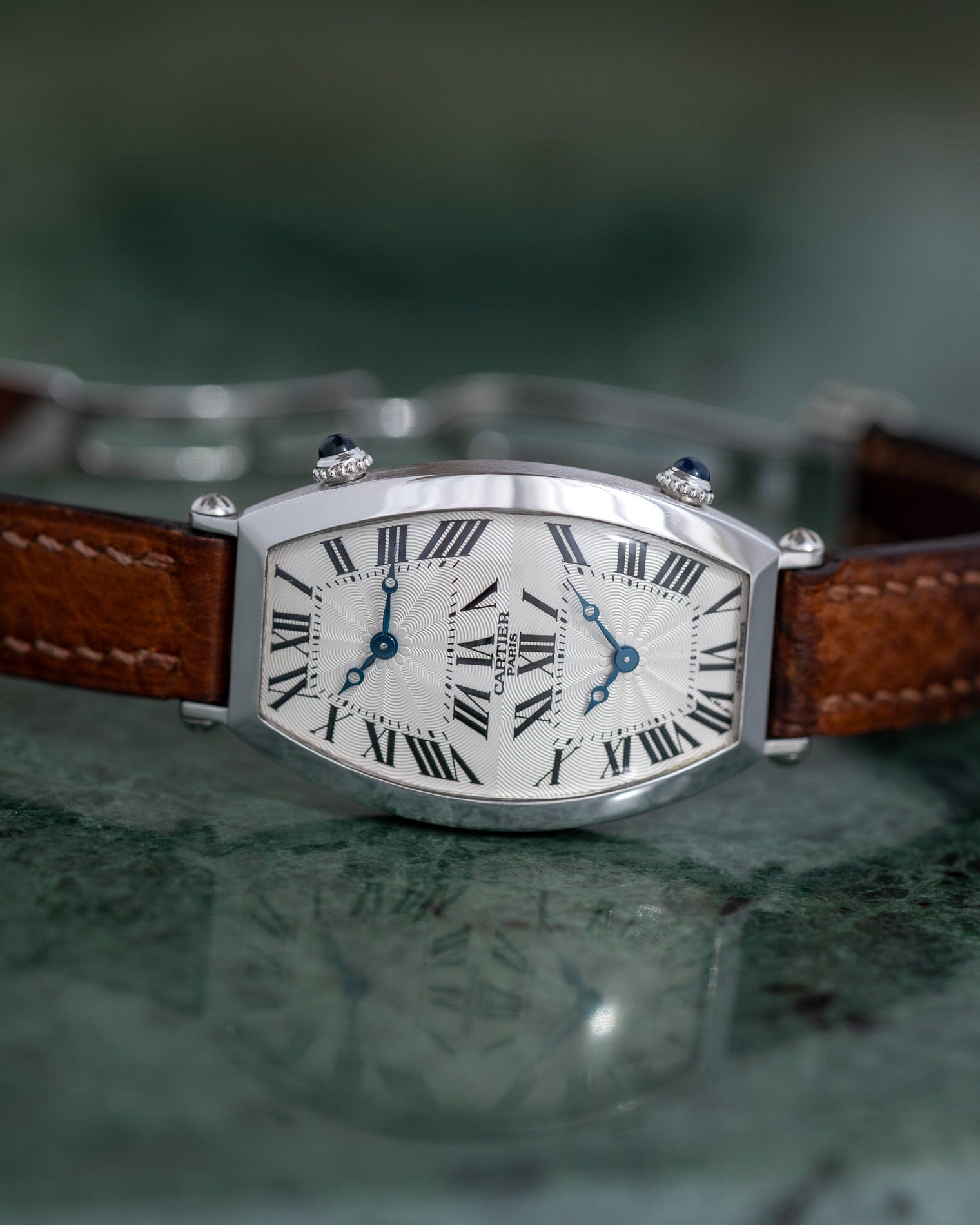 Cartier Tonneau 2459D Dual Time WG CPCP