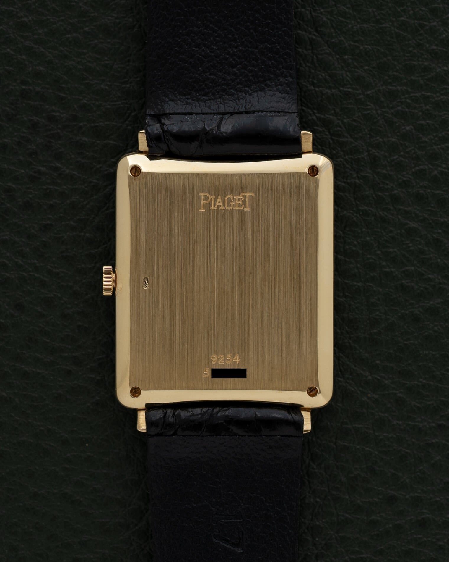 Piaget Rectangle 9254 YG Black Dial with 4 Diamond Indexes Cal.9P2