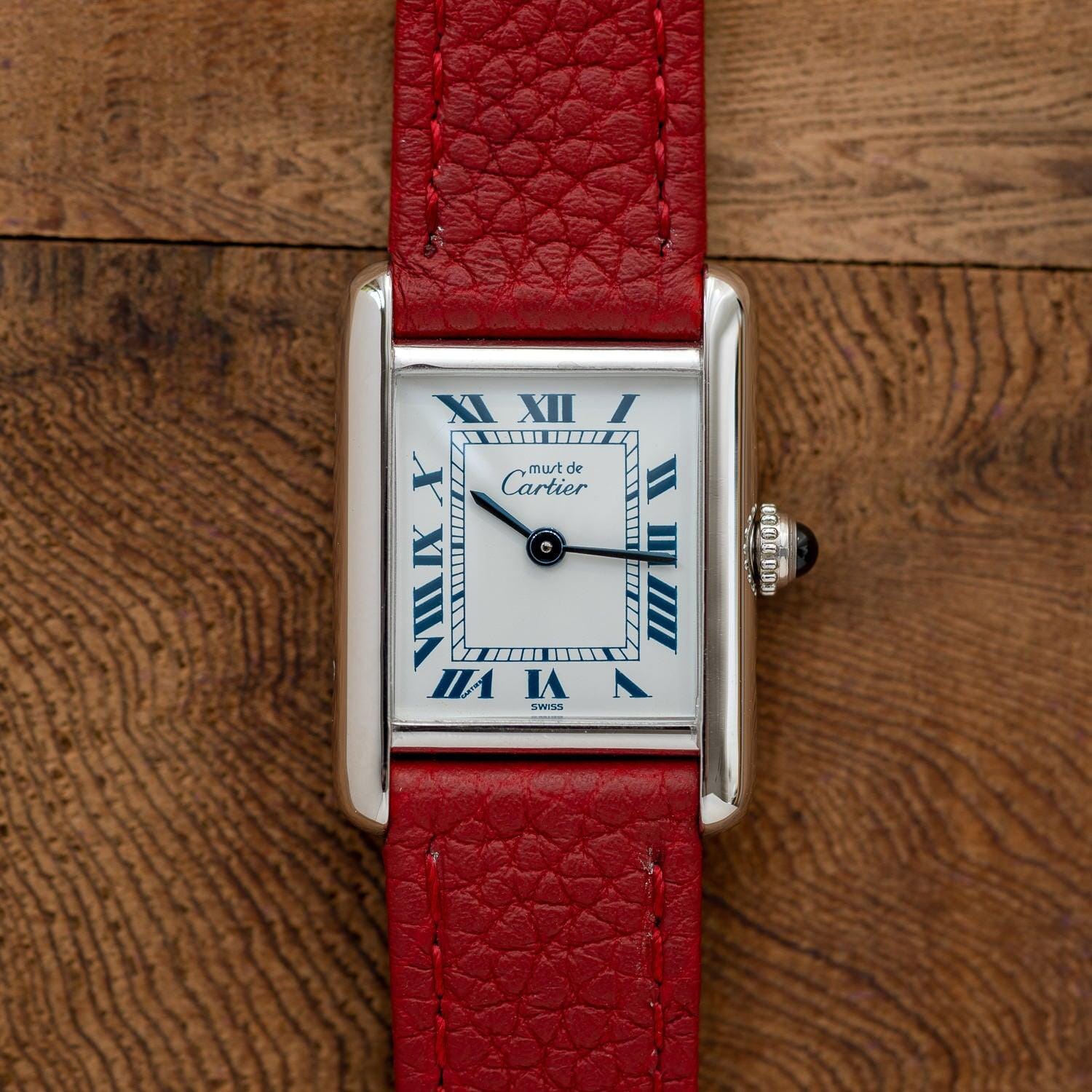 美品 カルティエ マスト タンク シルバー ブルーローマン SM Cartier ...